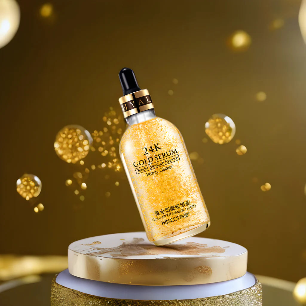 LuxeSkin - Siero Viso Oro 24k con Acido Ialuronico, Bava di Lumaca e Vitamina C